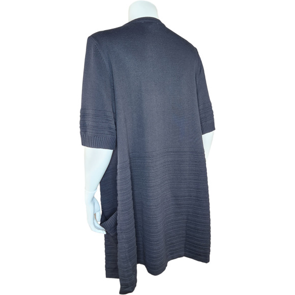 Isaac MIzrahi Live! Cascade-Front Sweater Cardigan Short Sleeve Black Small NWOT - Picture 7 of 14